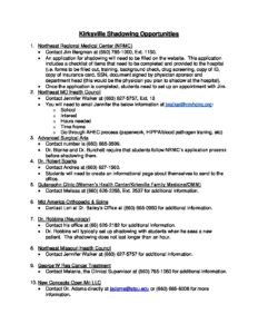 Kirksville Shadowing Opportunities