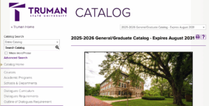 University Catalog Landing Page