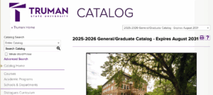 University Catalog Landing Page